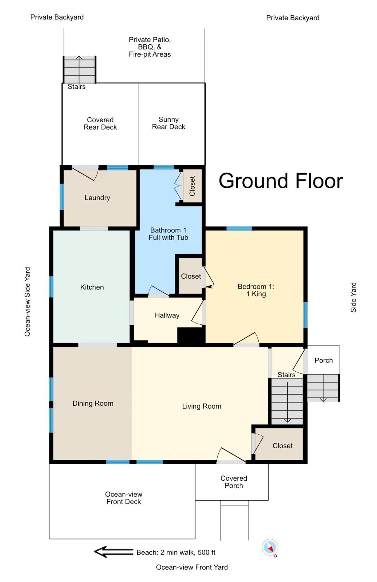 Dazzling Centrally Located Ocean View W 2 Kings, Huge Private Yard, 2 Decks, Firepit, Bbq شاطئ ميرتل المظهر الخارجي الصورة